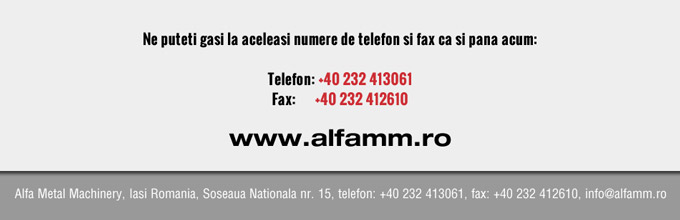 Alfa Metal Machinery - ne-am mutat intr-un nou sediu