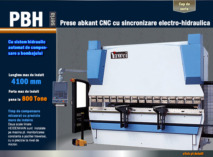 Prese abkant CNC cu sincronizare electro-hidraulica