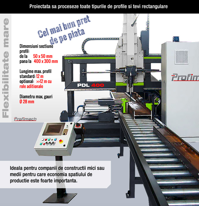 profimach automatic cnc driling line process all type of profiles and tubes